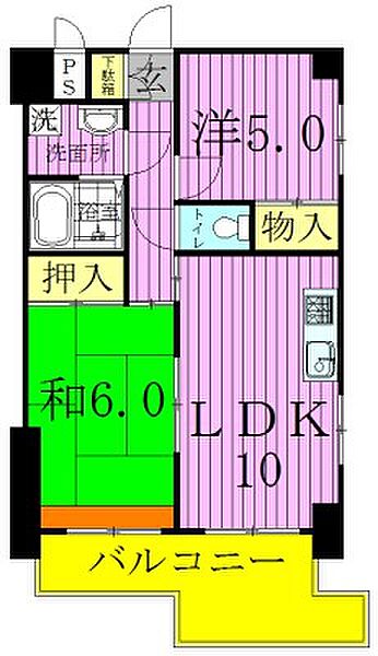 ウィングス竹ノ塚 701｜東京都足立区竹の塚６丁目(賃貸マンション2LDK・7階・46.44㎡)の写真 その2