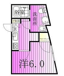 エクセラン五反野 2階1Kの間取り