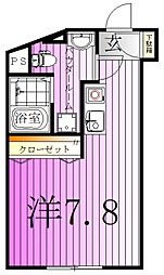 レピュア北千住レジデンスII 2階ワンルームの間取り
