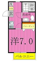 WED　COURT　Y 3階1Kの間取り