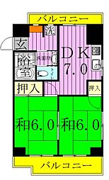 北千住慶寿苑ビル 4階2DKの間取り