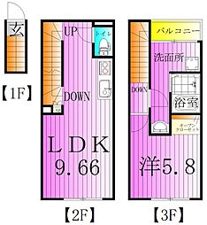 カインドネス亀有 2階1LDKの間取り