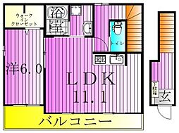 オスペダーレ・カネミツ 2階1LDKの間取り