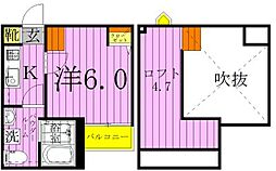 Plaisir 1Kの間取図画像