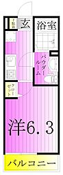 KEI六町 1Kの間取図画像