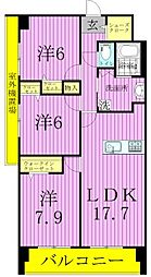 ロイヤルパークス梅島 3LDKの間取図画像