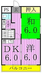 コーポ・アトミ第2 2DKの間取図画像