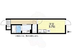 ピースフルパレス世田谷 5階1Kの間取り