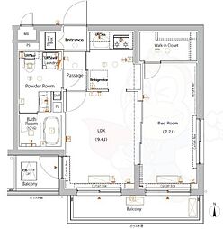 XEBECハチマンヤマ 1LDKの間取図画像