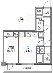 ガーラプレイス八幡山壱番館 1DKの間取図画像