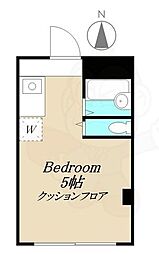 芦花公園ハイツ ワンルームの間取図画像