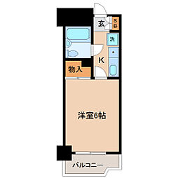ダイアパレスプレステージ上杉 6階1Kの間取り