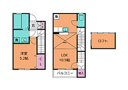 ブルック原町 1LDKの間取図画像