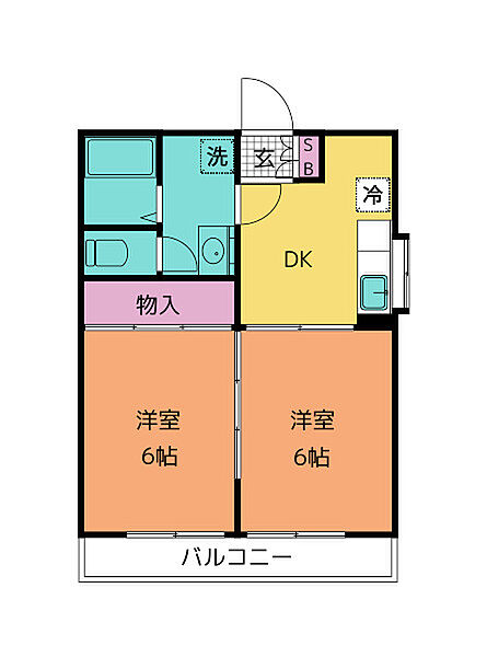 宮城県仙台市宮城野区宮千代１丁目(賃貸マンション2DK・5階・37.00㎡)の写真 その2