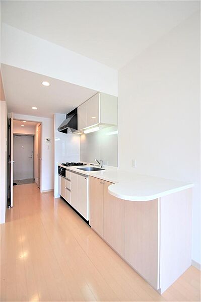 画像12:調理スペースは広く快適にご利用いただけます。キッチン横には冷蔵庫を設置するスペースがあります。