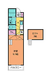 WIT木ノ下 1Kの間取図画像