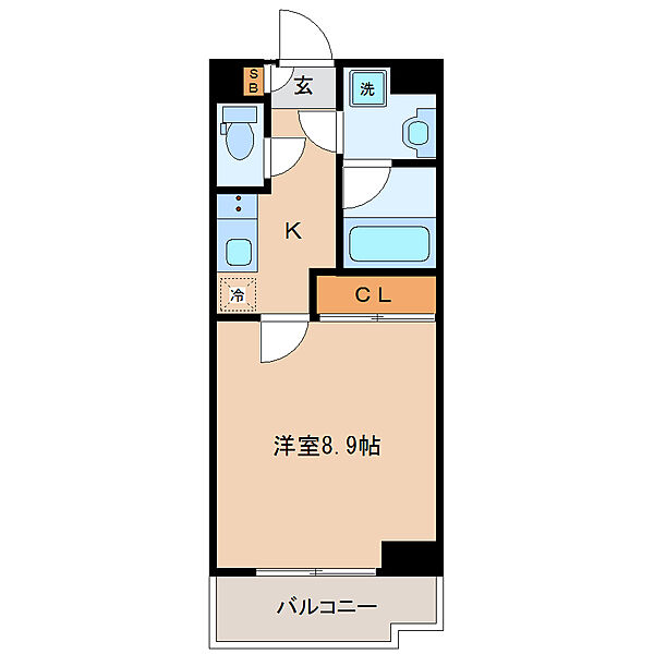 画像2:1K、27.84平米、東向き(写真は反転タイプになります、現況優先)