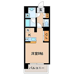 仙台市営南北線 北四番丁駅 徒歩16分の賃貸マンション 4階ワンルームの間取り