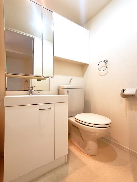 画像18:洗面所にはトイレ、洗面化粧台があります。