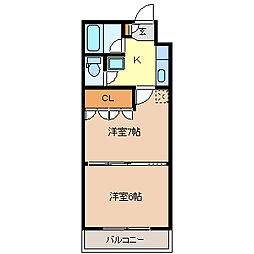 イーグルハイツ錦町 2階2Kの間取り