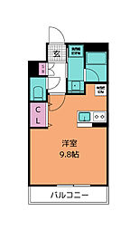 オハアスール ワンルームの間取図画像