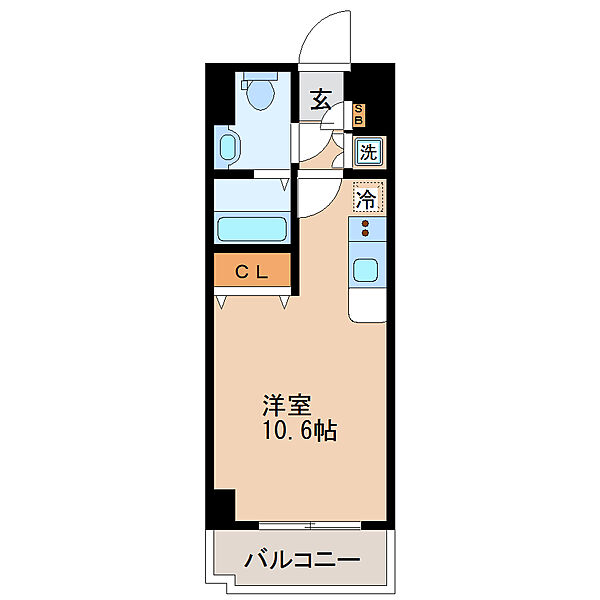 画像2:1R 26.40平米/東向きです。