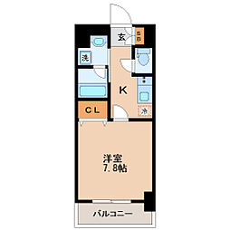 パークフラッツ本町 1Kの間取図画像