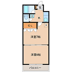 イーグルハイツ宮町 2Kの間取図画像
