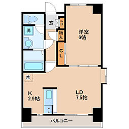 プラッツ木町 2階1LDKの間取り