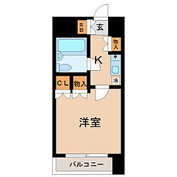 ラ・レジダンス・ド仙台 1Kの間取図画像