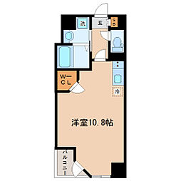 HF晩翠通レジデンス ワンルームの間取図画像
