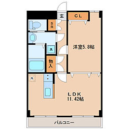 DNKMSAパートIビル 6階1LDKの間取り