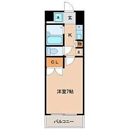 サンシティ北四番丁 1Kの間取図画像