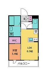 APPLEみやぎの 1LDKの間取図画像