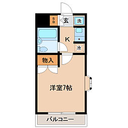 アーバンハイツ通町 2階1Kの間取り