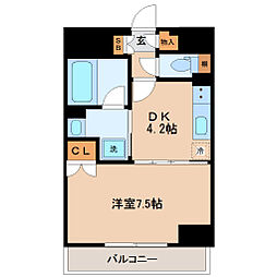 ラフルール連坊 5階1DKの間取り