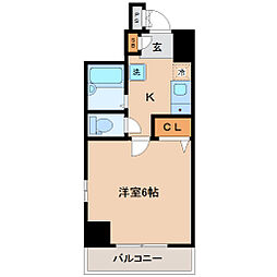 仙台市営南北線 勾当台公園駅 徒歩9分の賃貸マンション 6階1Kの間取り