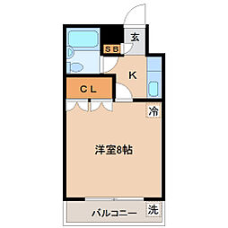 イーグルハイツ宮千代 4階1Kの間取り