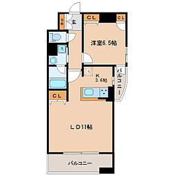 グランカーサ仙台五橋 1LDKの間取図画像
