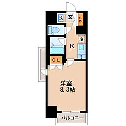 プラウドフラット五橋 1Kの間取図画像