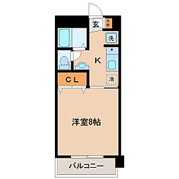 エビスヤパークサイド 1Kの間取図画像
