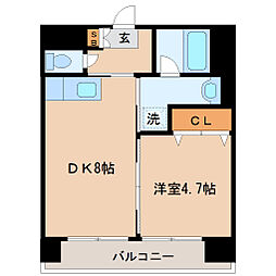 ミゥ・フォリア 1DKの間取図画像