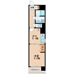 HF仙台五橋レジデンス 1DKの間取図画像