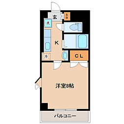 グランドール壱番館 1Kの間取図画像