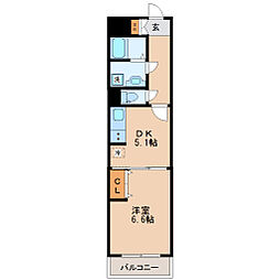 HF仙台五橋レジデンス 1DKの間取図画像