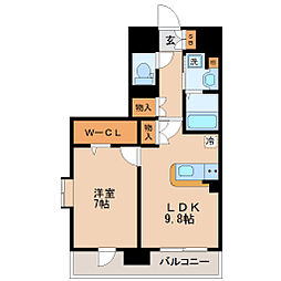 レジディア榴岡West 1LDKの間取図画像