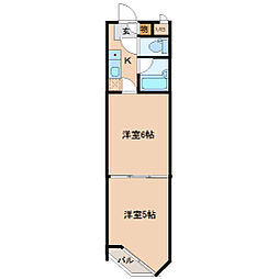 バリュー大和町 2Kの間取図画像