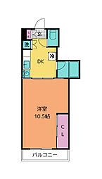 アルデール南鍛冶町 1DKの間取図画像