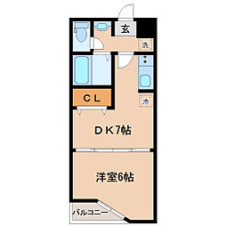 メイテラッセ中島丁 1DKの間取図画像