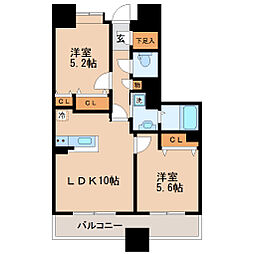 パークフラッツ五橋 2LDKの間取図画像